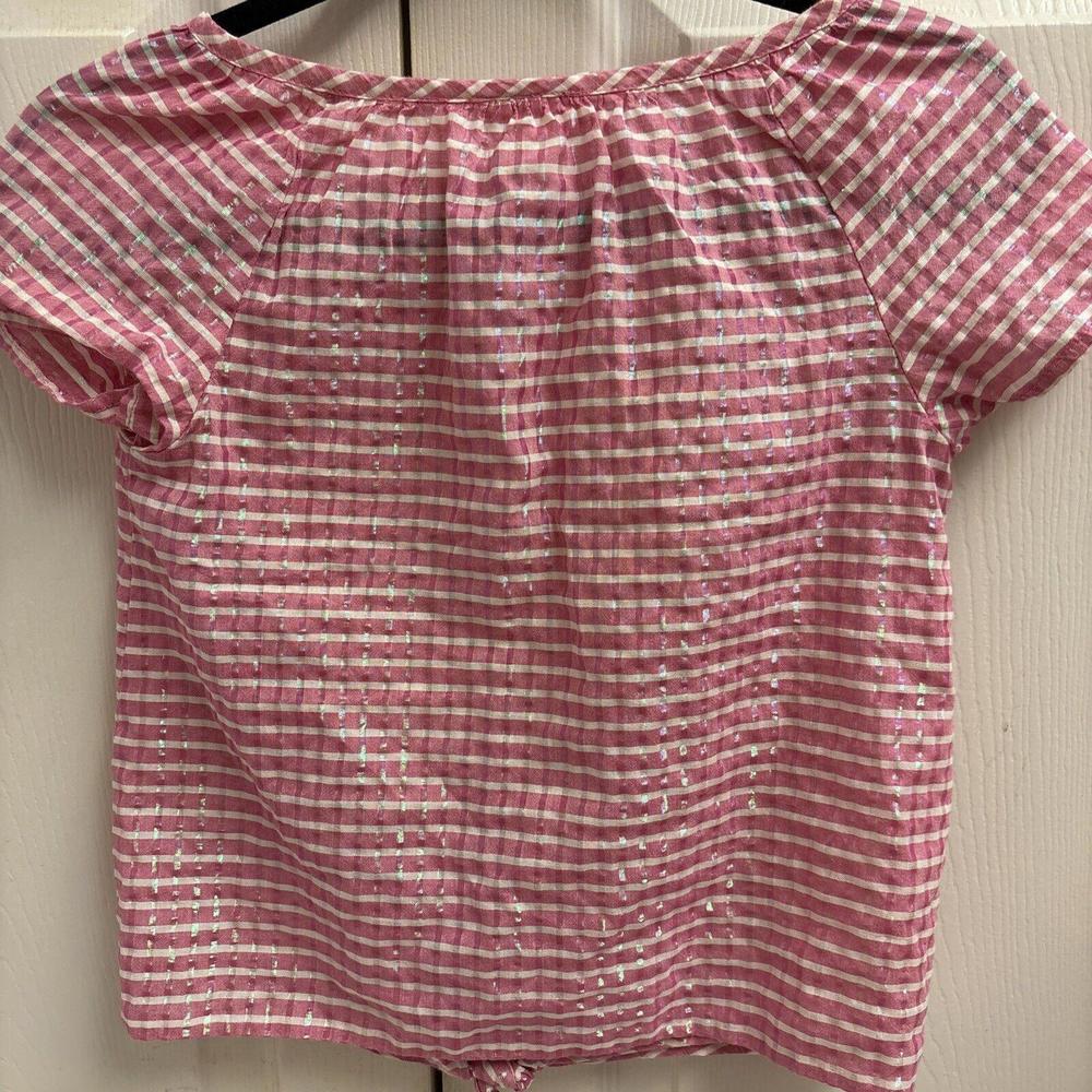 Cat & Jack Pink Striped Iridescent Button Down Top - Girl's Medium (7/8). Casual - Picture 5 of 5